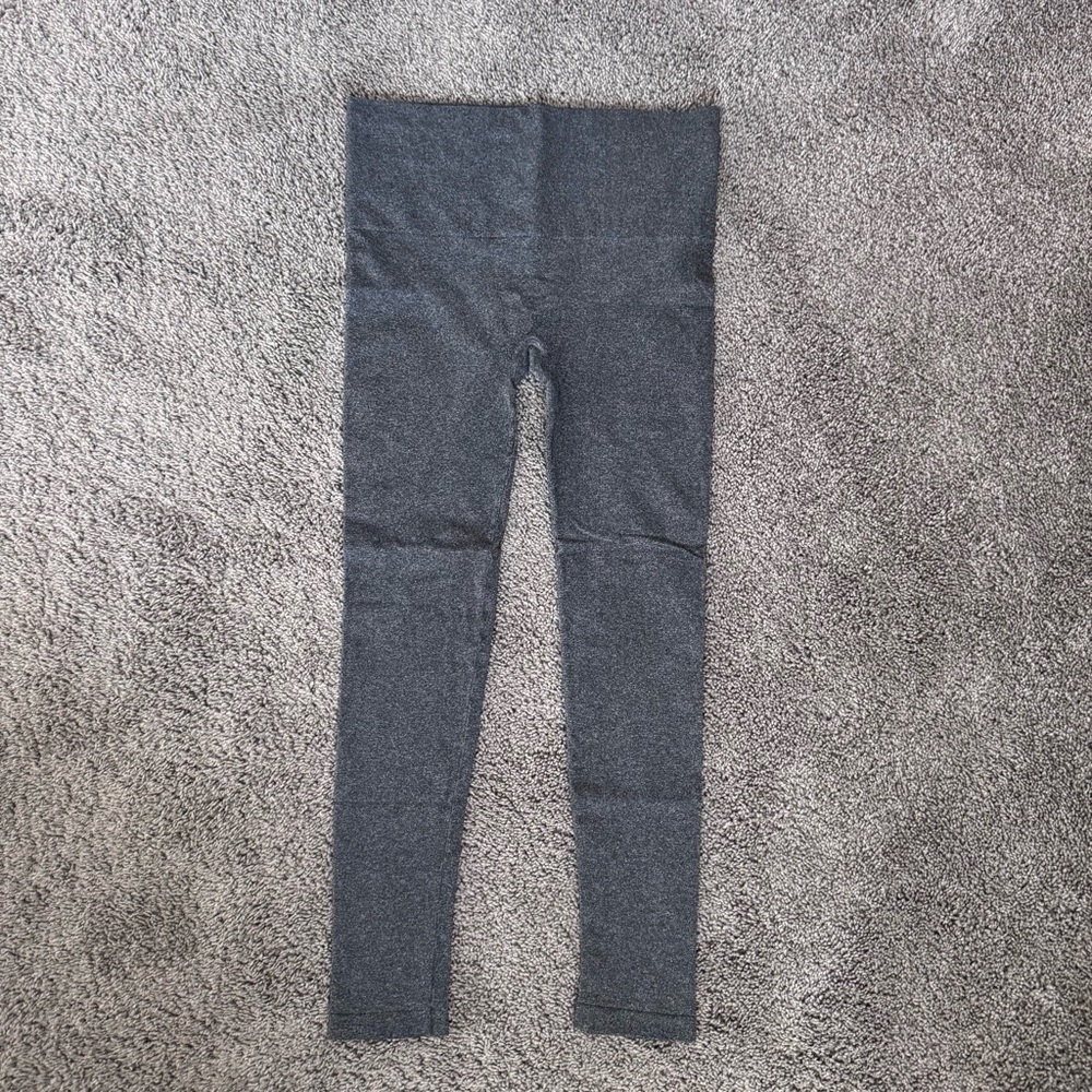 Spanx by Sara Blakely Leggings Womens L Gray High Waisted Pull On Basic Neutral